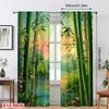 2pcs Bamboo Floral Scenic Printed Curtains, Designed for Light Filtering, Quality Material, Ideal for Zen