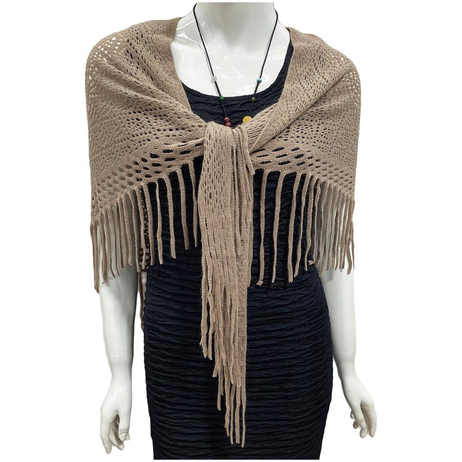 Autumn New Solid Color Triangle Fringe Wool Scarf Knitted Shawl Triangular Scarf Wrap