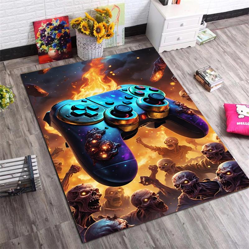 

Game Zone Themed Area Rug, Yellow & Black Game Controller Print Non-Slip Floor Mat 40x60cm( 15x23in )