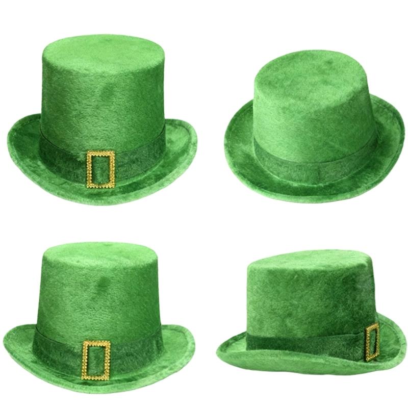 Top Hat Panama Hat Leprechaun Headwear Green for Women Men Photo Props Western for Men Women Unisex Wear Headwear