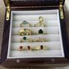 Design Geometric Unique Copper Ring For Women With Adjustable Fit And Colorful Zircon Stones