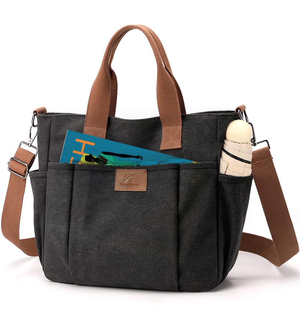 Канвасная сумка-тоут AKUCCA для женщин, Сумка через плечо для мужчин, Большая вместительная канвасная сумка-тоут, Сумка через плечо на молнии, Унисекс, Для покупок, Путешествий,