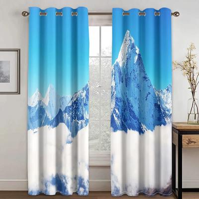 Natürliche Landschaft Muster Hohe Schattierung Vorhang Schnee Berg See Wald Wolke Sonnenuntergang Wasserfall Drape Für Schlafzimmer Hotel Studio