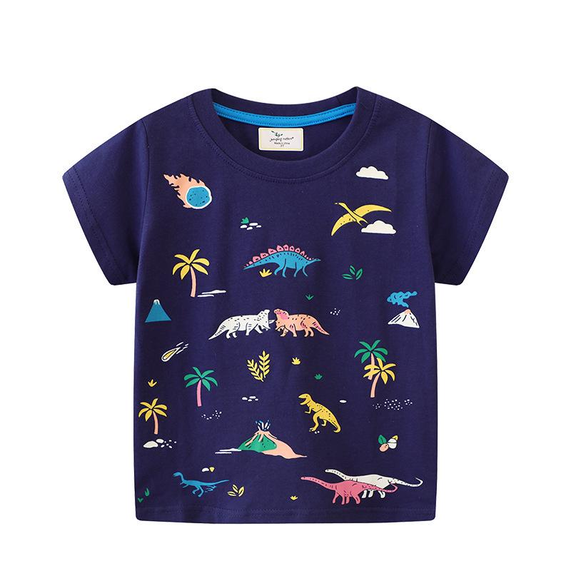 Kids' Dinosaur World T-shirt - Summer Short Sleeve Cartoon Top for Boys