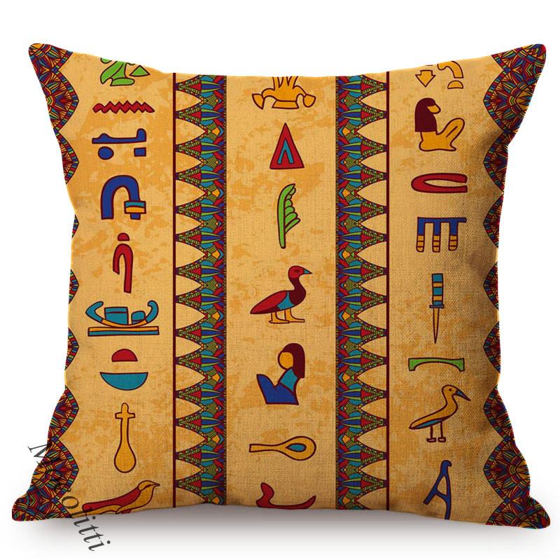 African Nation Style Cushion Cover, Culture Art Pattern, Exotic Cotton Linen, Car Sofa Pillow Case