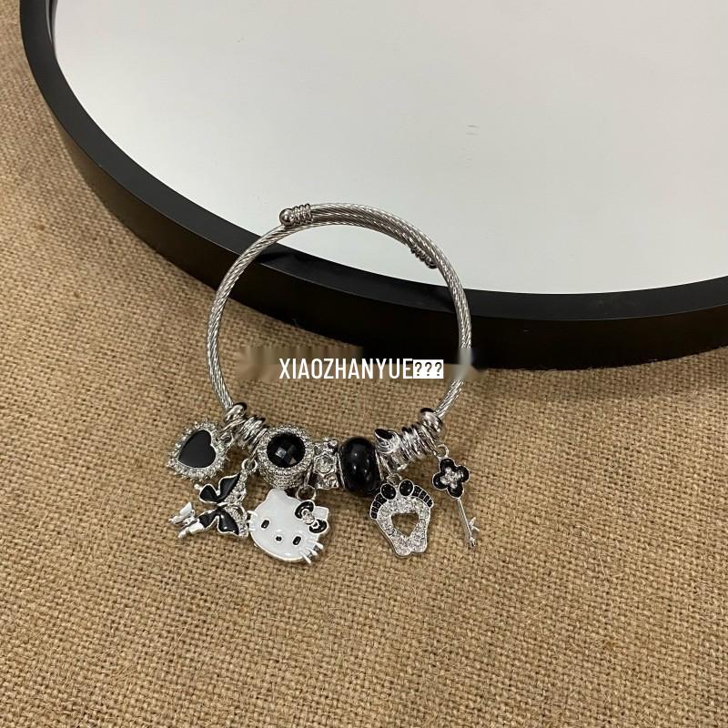 Panjia Dora Women's Stainless Steel Beaded Bracelet - European American Versatile Luxury Jewelry