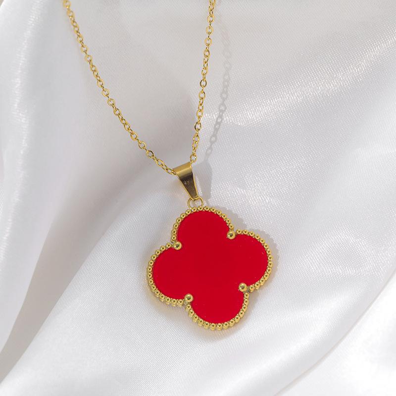 

Новая Мода Крупные Цветы Двусторонняя Четырехлистный Клевер Титановая Сталь Натуральный Перламутр Модный Темперамент Легкая Роскошь Ожерелье на Ключицу