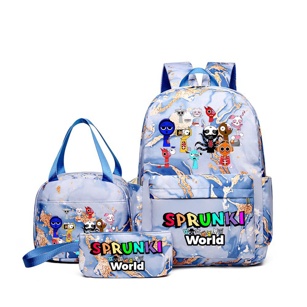 Rhythm Box Music Game Heat Transfer Backpack Sprunki Primary and Secondary School Students Children's Cute Schoolbag Three-piece Set