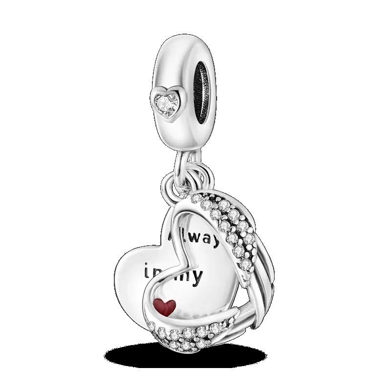 925 Silver Heart Mum Dangle Dream Catcher Charm DIY Jewelry For Women Original Bracelet Beads
