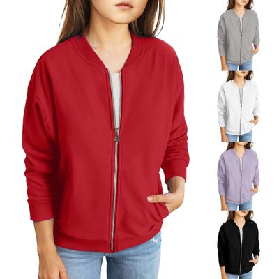 Girls Zip Up Jackets Kids Fall Long Sleeve Sweatshirts Outerwear With Pockets 5-15Years