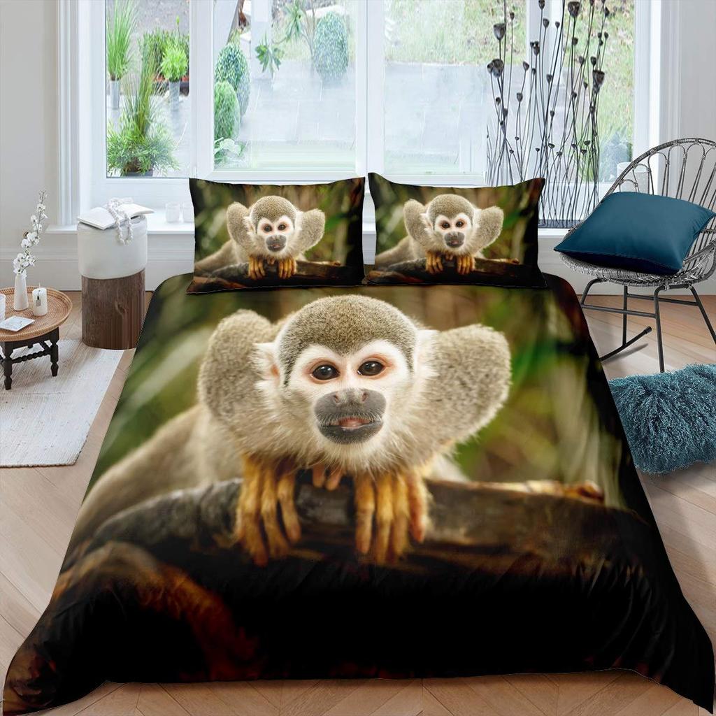 Monkey Duvet Cover SetMonkey Bedding Set Full Queen SizeCute Monkey Comforter CoverCartoon Animal Comforter Cover Set 2/3pcs