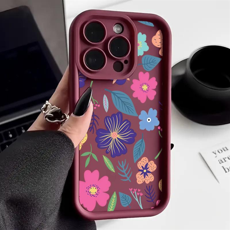 Colorful Leaves Flowers Phone Case For iPhone 17 Pro Max Air 16 15 14 13 12  XS X XR 7 8 Plus 16E Air Shockproof Bumper Cover