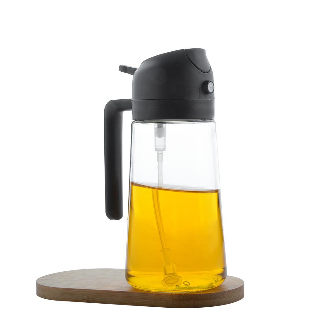 LMETJMA 470ML 2 In 1 Olive Oil Dispenser Oil Sprayer Glass Olive Oil Dispenser Bottle with Pourer Oil Bottle for Salad BBQ JT320