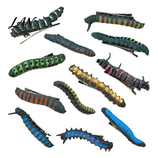 Lifelike Insect Hair Pins Halloween Caterpillar Clips, Hand Painted Reptile Clip Headpiece, Fashionable Clips for Daily Use Spooky Party Accessories,