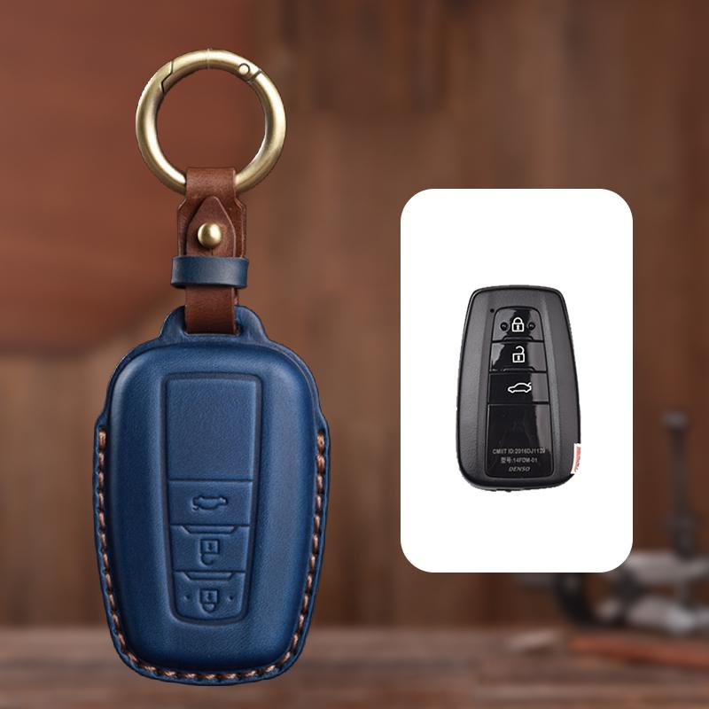 Genuine leather Protector For TOYOTA Camry CHR Corolla RAV4 Avalon Land Cruiser Prado Prius Key Case Cover Fob
