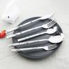 5 st Trähandtag serviser Western bestickset i rostfritt stål Knivgaffel Kaffe Tesked Silverservis Köksservis set