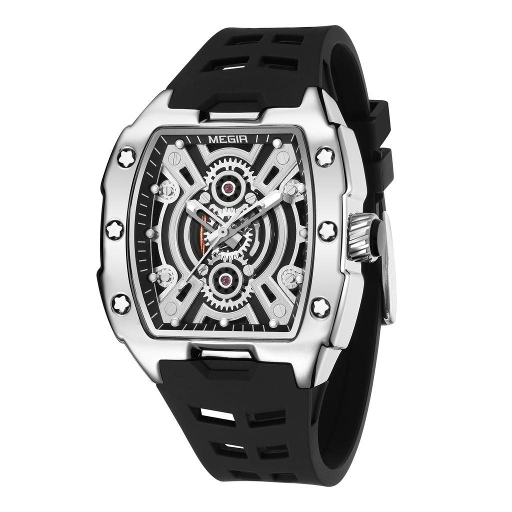 Megir Sportuhren für Herren Wasserdicht Militärische Quarz-Armbanduhr Silikonarmband Großes Zifferblatt Leuchtend Lässige Uhr Uhr Montre Homme 8116