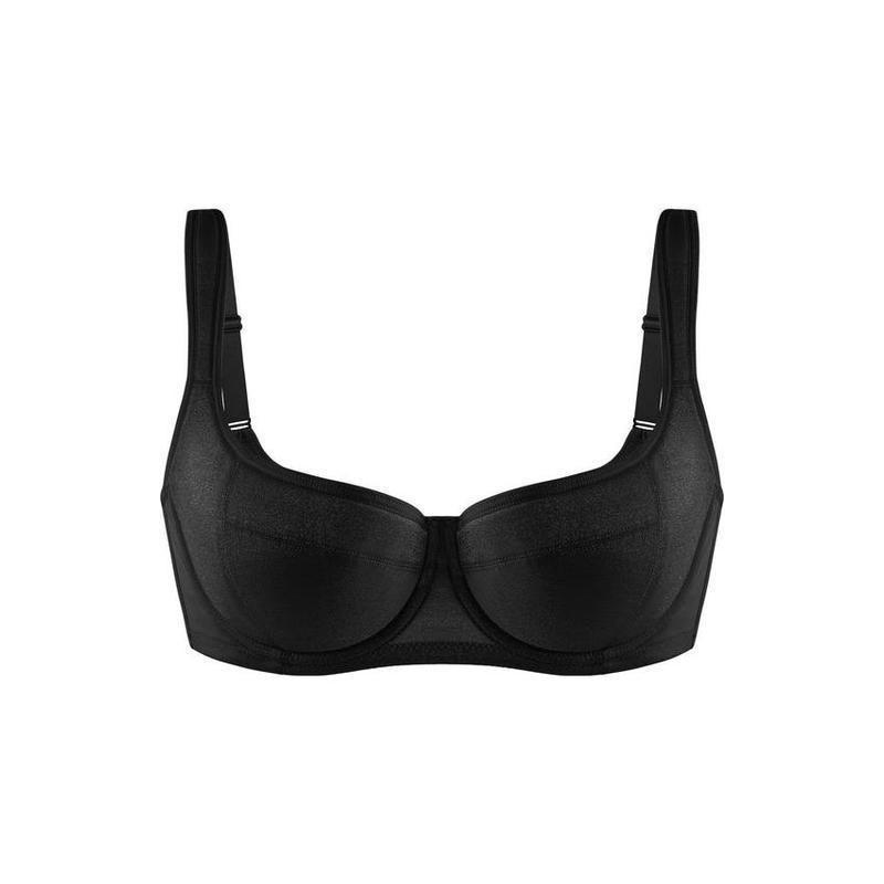 Plus Size Shiny Fabric Wide Strap Lift & Coverage Bra