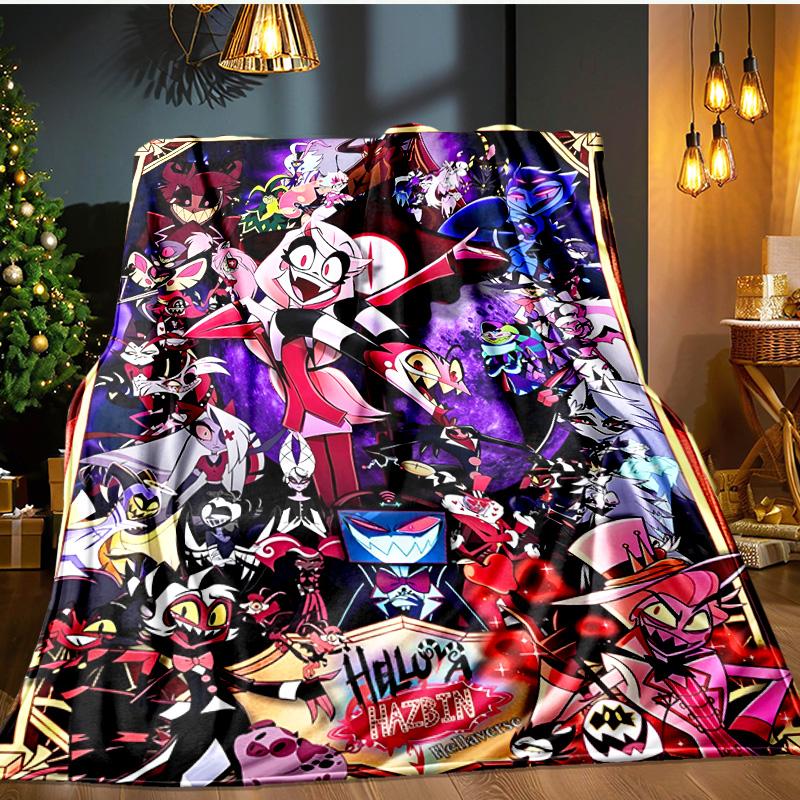 Cityscape Hazbin Nightmares Blanket Flannel Throw for Sofa, Indoor, Camping, Living Room, Office, Chair, And Bed Soft Birthday Gift