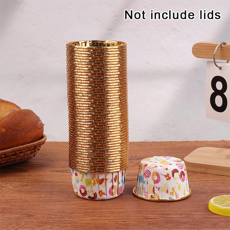 

50Pcs/Set Disposable Muffin Cups Heat Resistant Glossy Cupcake Liners Disposable Cupcake Cups Or Lids DIY Baking Supplies