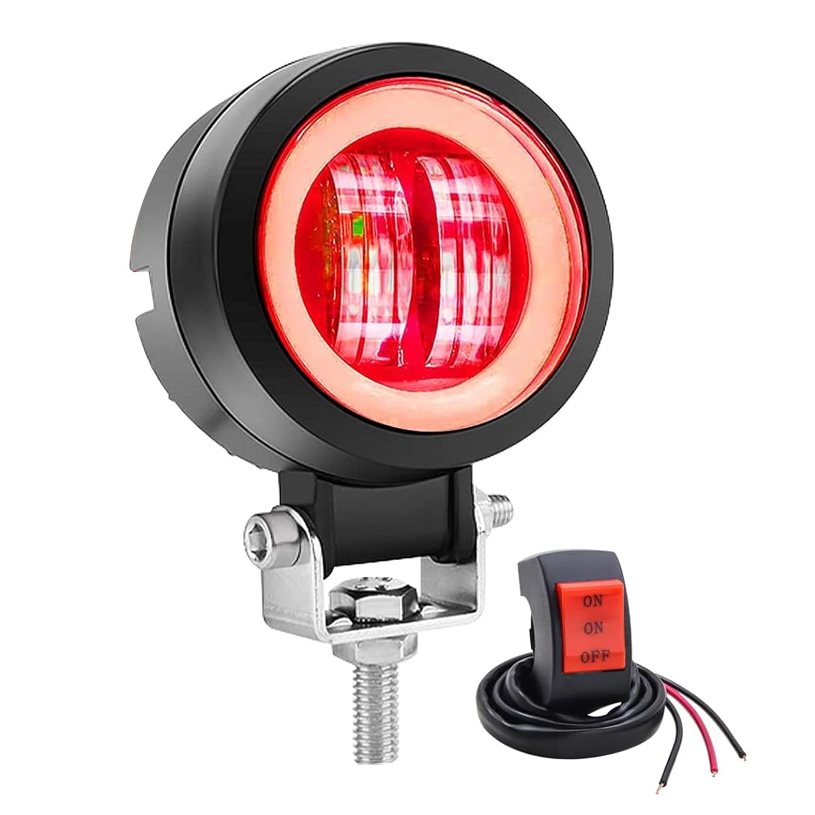 

Biqing Fog Lights with Cut Lines, IP68 Waterproof, 12V/24V Motorcycle Fog Lights with Cut Lines, Round Shape, 1-Piece Set + Switch (White + Red)