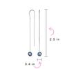 Blue Nazar Evil Eye Cubic Zirconia Pave CZ Spiritual Thin Chain Threader Earrings For Women For Teen Sterling .925 Silver.