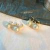 Korean Imitative Pearl Carved C Type Drop Earrings For Women Fashion Geometric Baroque Wedding Party Jewelry Gifts