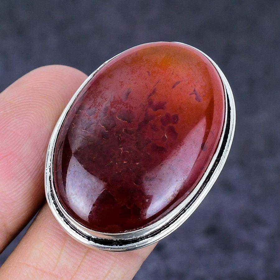 Natural Carnelian Gemstone Handmade 925 Sterling Silver Jewelry Ring Size 8 q6C17