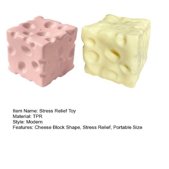 Pink Cheese Squeeze Toy Stress Relief Yellow Cheese Block Fidget Toy Relaxation