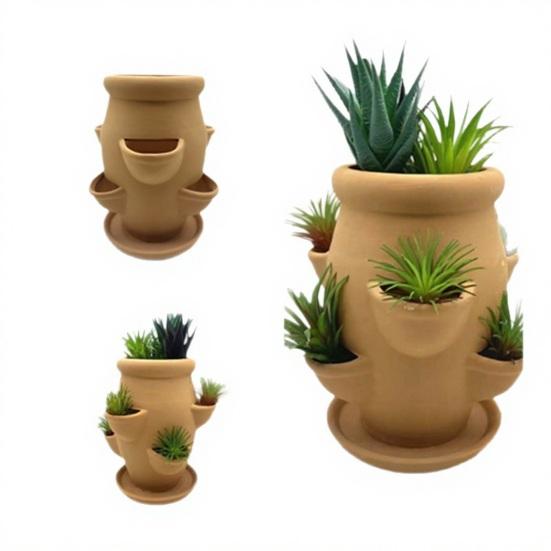 Maceta Torre Maceta de Terracota Gres Torre de Suculentas Maceta Decorativa Jardinería Vertical Maceta para Suculentas Orquídeas Fresas Exterior