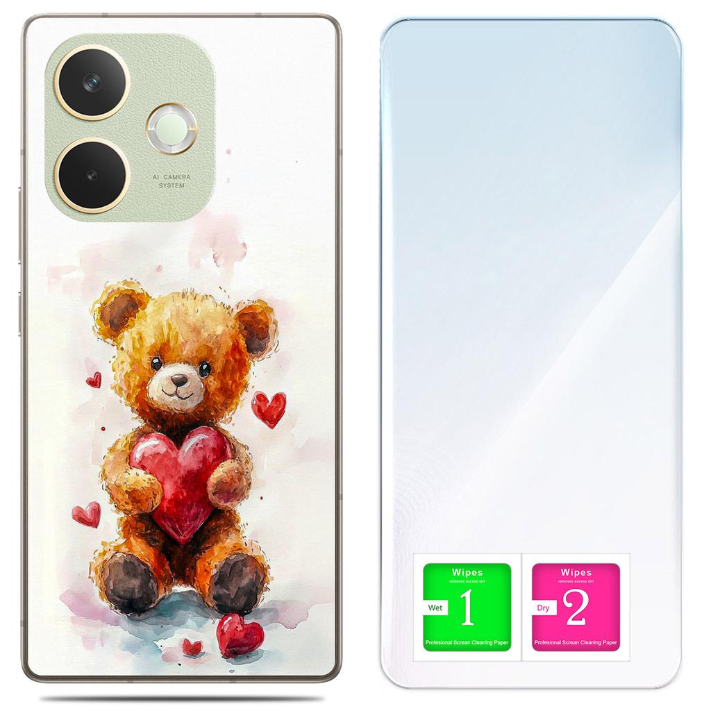 Etui Do Oppo A5 Pro Obudowa Foto Case Plecki Grafika Miś + Szkło 9H