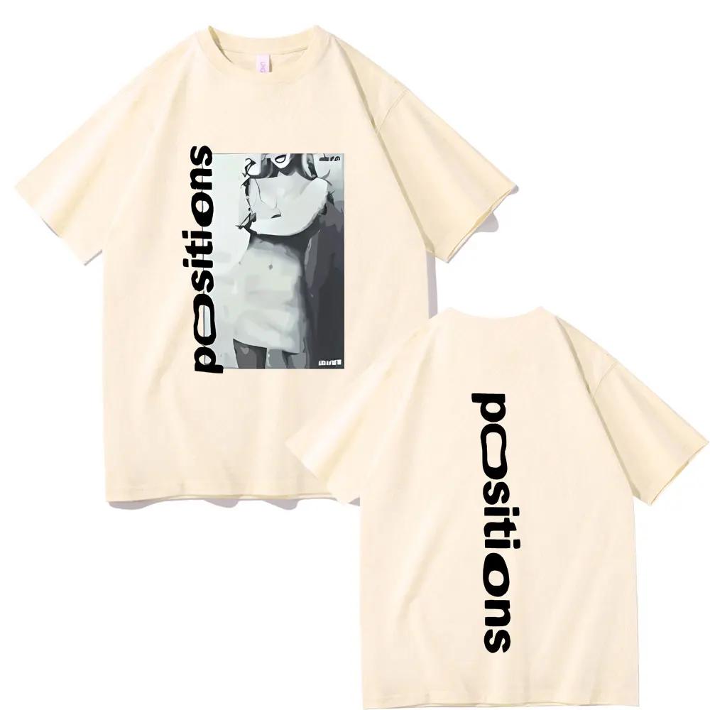 Letní pánské tričko s potiskem alba Ariana Grande positions, ležérní, 100% bavlna, trendy oblečení s krátkým rukávem