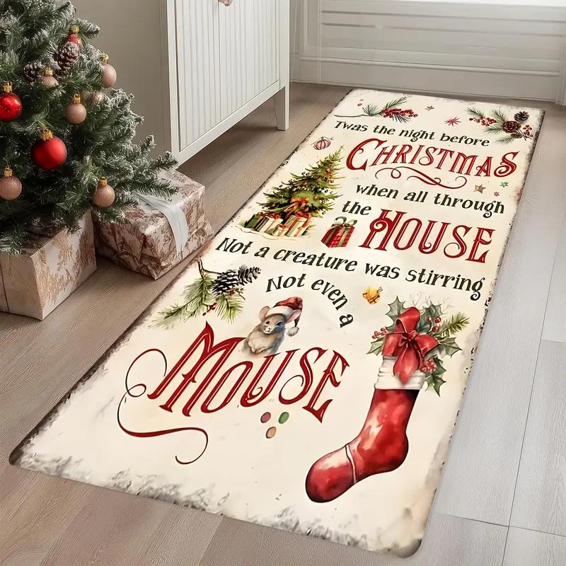 Tappeto di Natale Effetto Invecchiato Morbido, Antiscivolo Decorazione per la Casa Tappeto Lungo per Corridoi e Passaggi Tappeto da Comodino per Camere da Letto