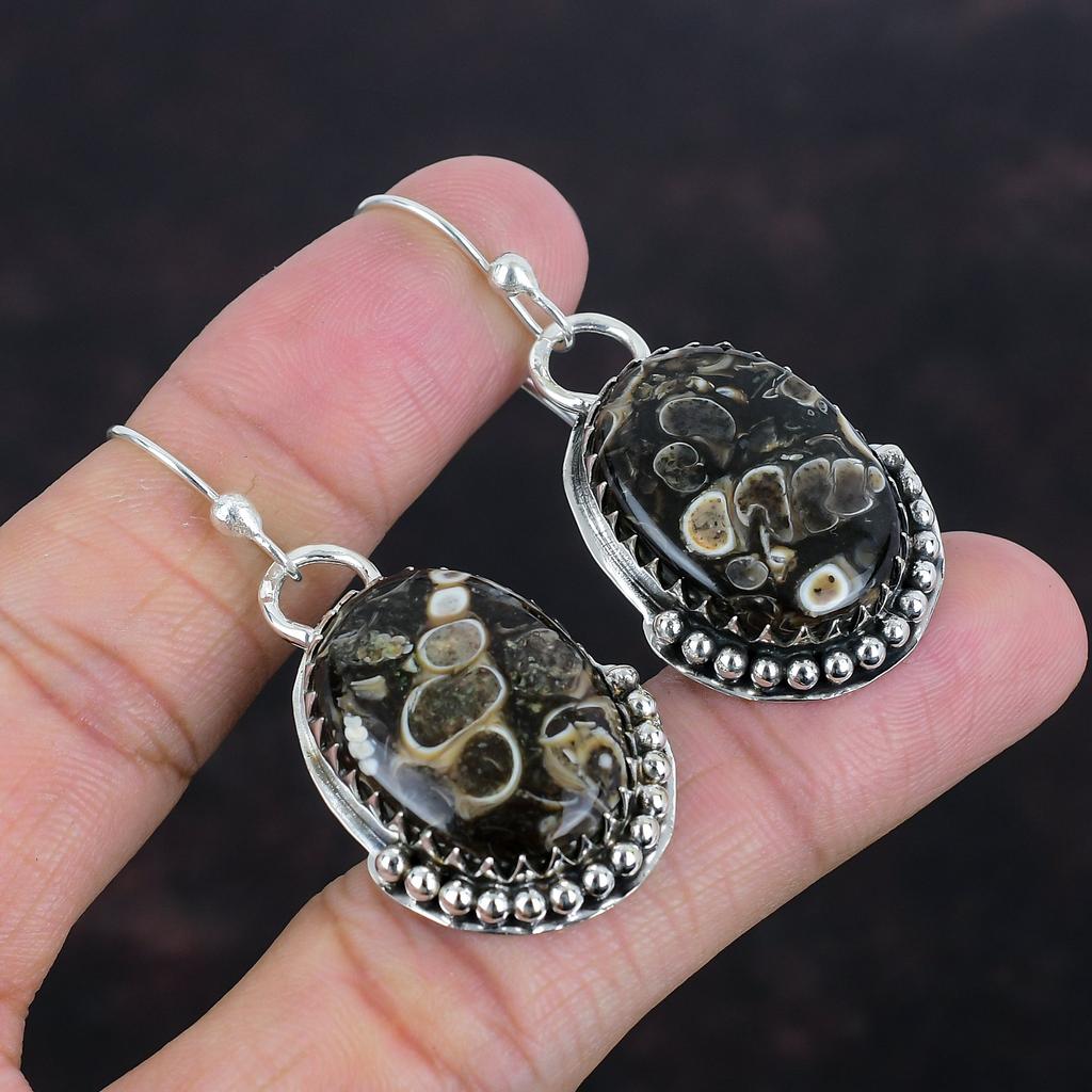 Turritella Agate Earring Gemstone Earrings 925 Sterling Silver Earring Healing Stone Earring Handmade Jewelry Gifts For Wife Stylish Earring