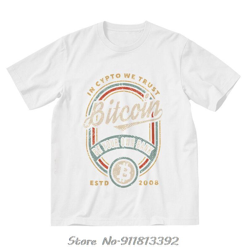 Vintage Bitcoin W Crypto We Trust Koszulka Męska Moda Koszulka Zabawna Hip Hop Streetwear Odzież Męska Oversize Koszulka