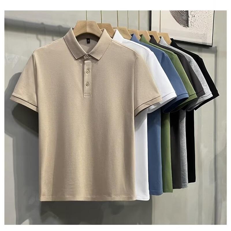 Men's Polo Shirt Summer New Short Sleeve Solid Color Turn-down Collar Casual Slim Fit Tops