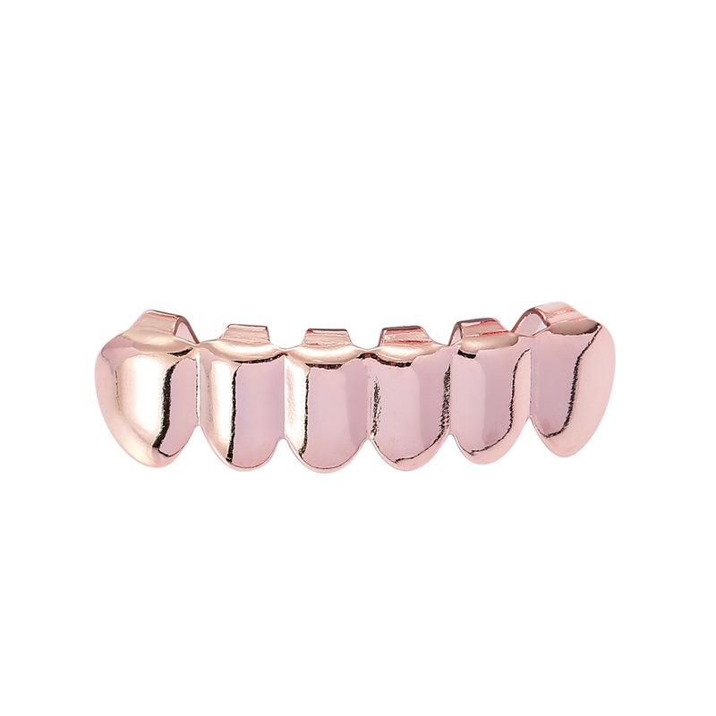 Gold Plated Shiny Canine Hip Hop Grillz Set - 6 Teeth Cool Jewelry
