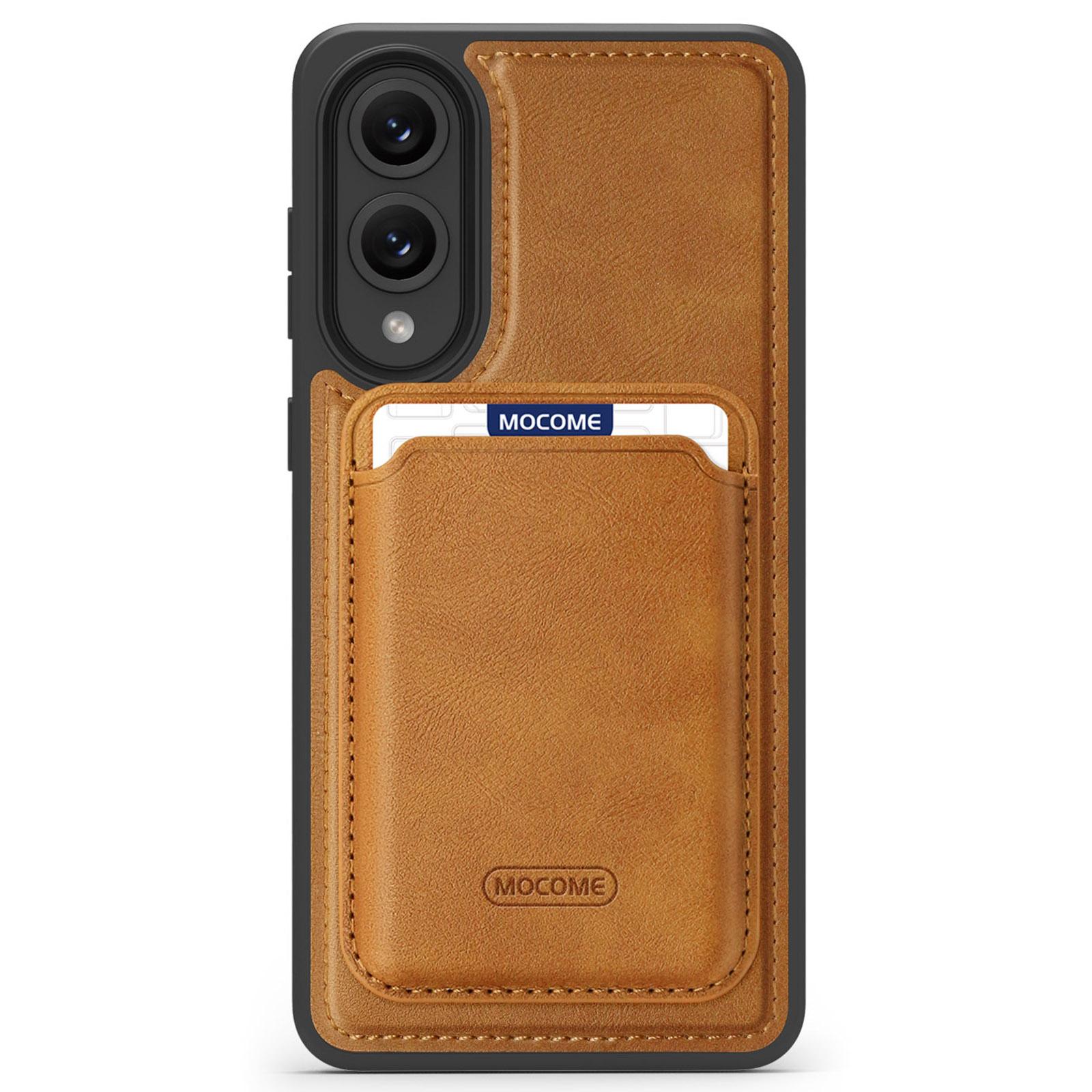 

For Samsung Galaxy S25 Edge Magnetic Case with Detachable Card Holder TPU+PU Leather Phone Back Cover Brown