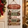2D Flat 2D Wooden Door Sign Christmas Rules Xmas Hanging Ornament  Holiday Gift