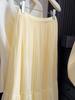 Women's Solid Color Pleated Mesh Half Skirt with Elastic Waist and Patchwork Design for Spring/Summer 2026