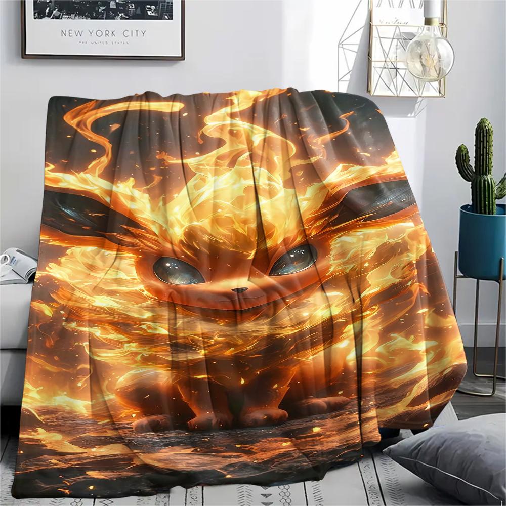 Pokémon Charakter Print Flaneldecke, Hohe Qualität, Bequem für Alle Jahreszeiten, Heimdekoration, Wärme und Komfort, Perfekt für Weihnachtsgeschenke