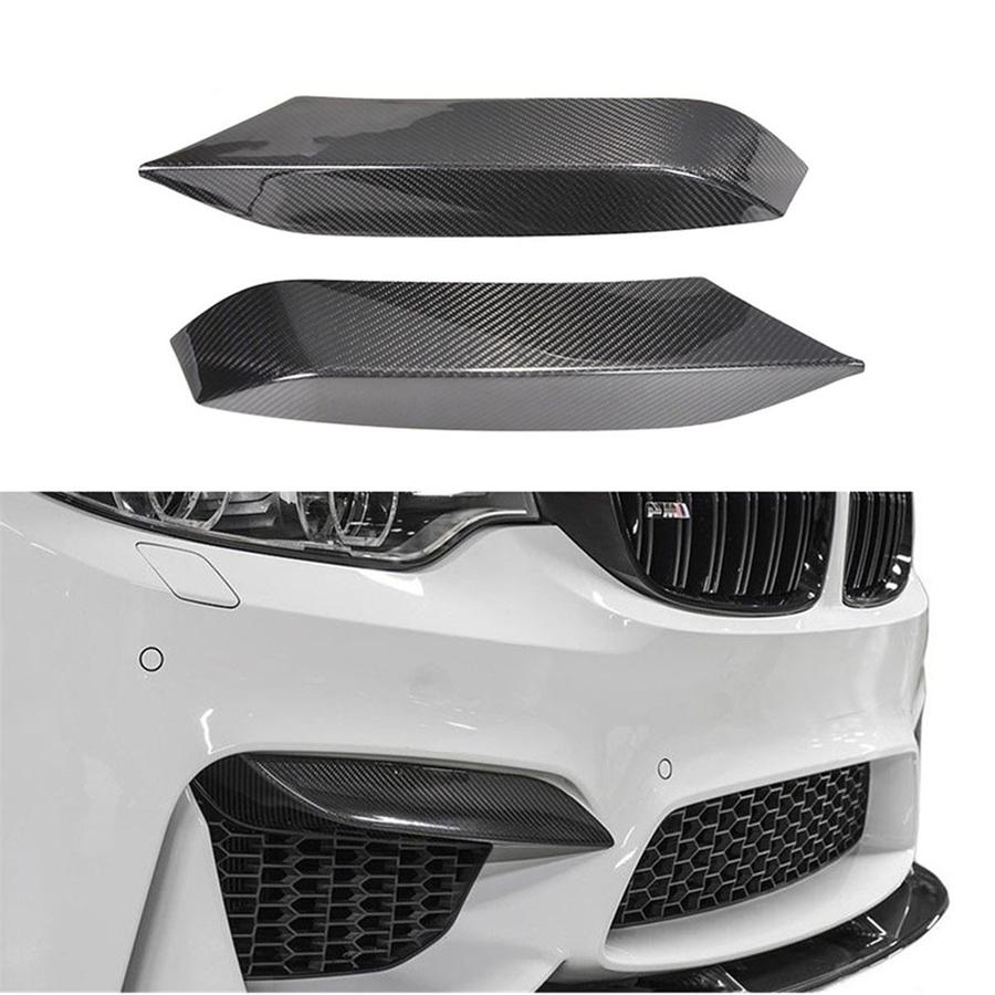 1pair Carbon Fiber Front Bumper Eyelid Covers For 15-18 BMW F80 M3 F82 F83 M4