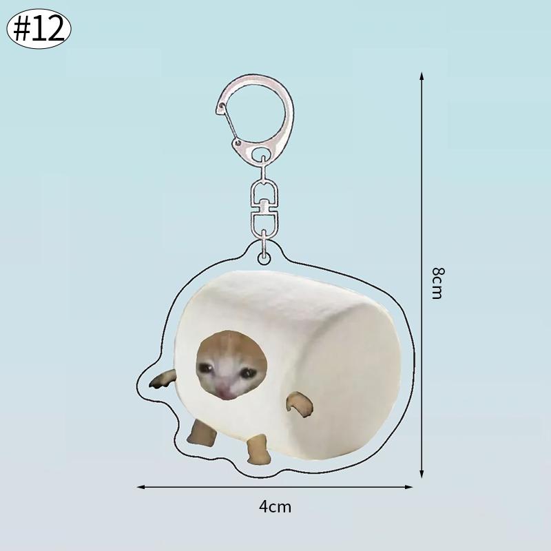 Banana Happy Cat Keychain Acrylic Funny Meme Keyring Backpack Hanging Pendant Mobile Phone Bag Charms Cute Keychain Accessories