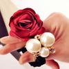 Women Satin Ribbon Rose Hairband Elastic Hair Ties Band Rope Ponytail Holder