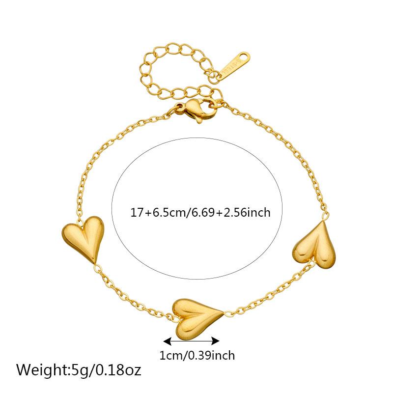 Fashion Gold Vintage Shiny Heart Chain Accessories Bracelet Necklace Set