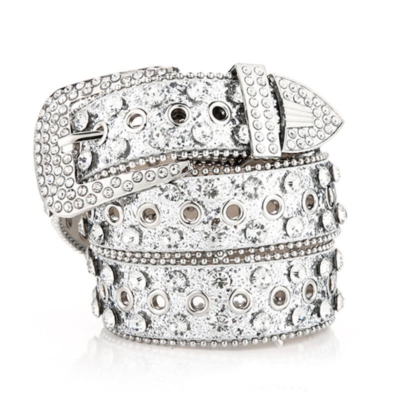 Fashion Rhinestone Studded Belts With Diamonds Female Y2K Accessories Gothic Style Bb Belt For Women White Women's Belt | PH - View #8