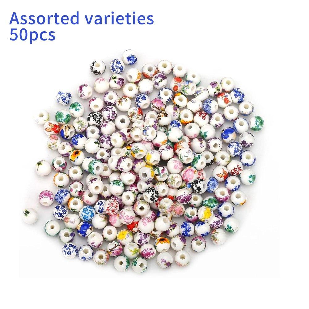 30/50pcs Ceramic Material Ink Painting Style Decoration Bead Flower Ceramic Bead Craft Bead Bracelet Bead DIY Bracelet Necklace Pendant Foot Chain