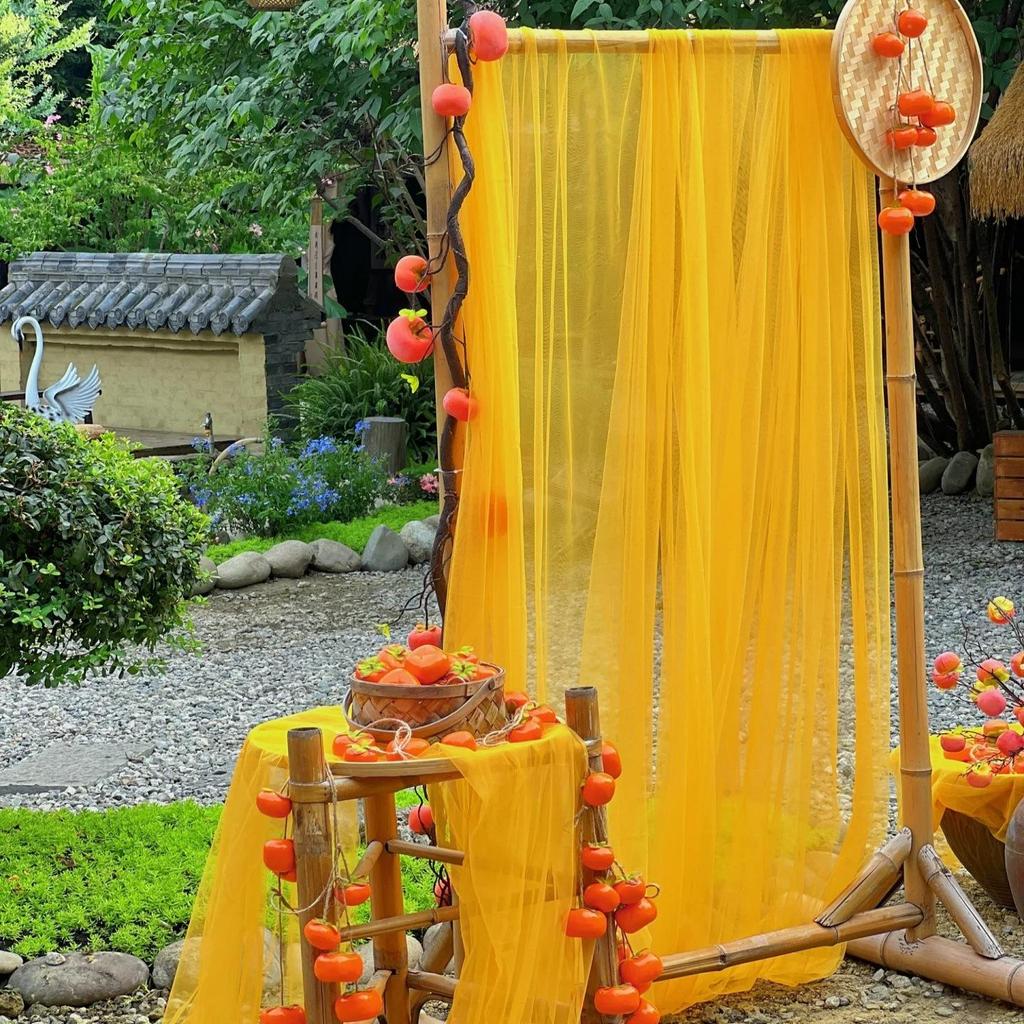 Autumn Harvest Orange Yarn Curtain for Kindergarten Nature Corner Decoration