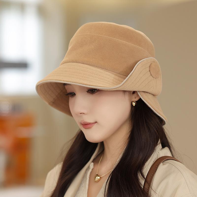 Hat Women's Year Autumn and Winter New Niche Bucket Hat Split Brim Design Sense Shows Washbasin Hat Commuting Versatile