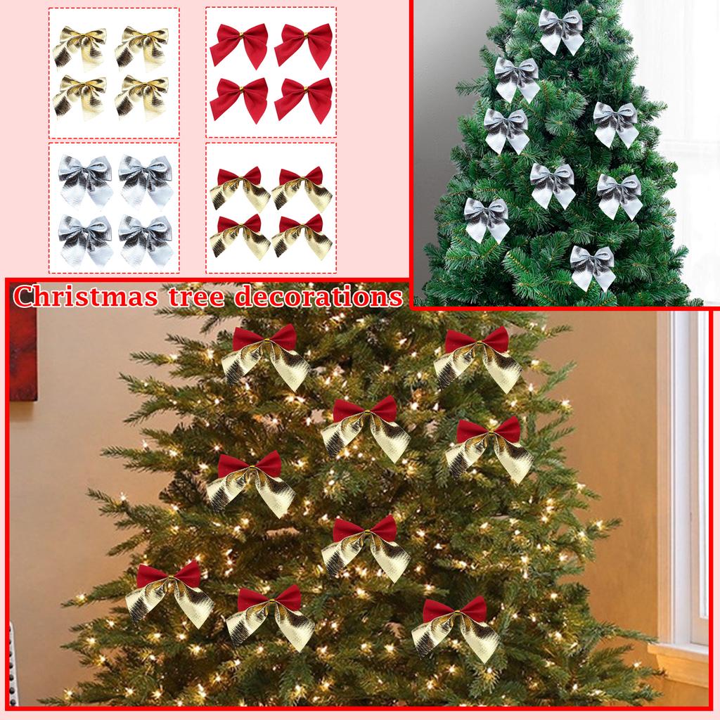 12pcs Christmas Bow Decorations, Fabric Christmas Tree Ornaments
